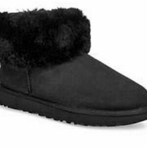UGG Classic Mini Fluff Genuine Shearling Bootie Black